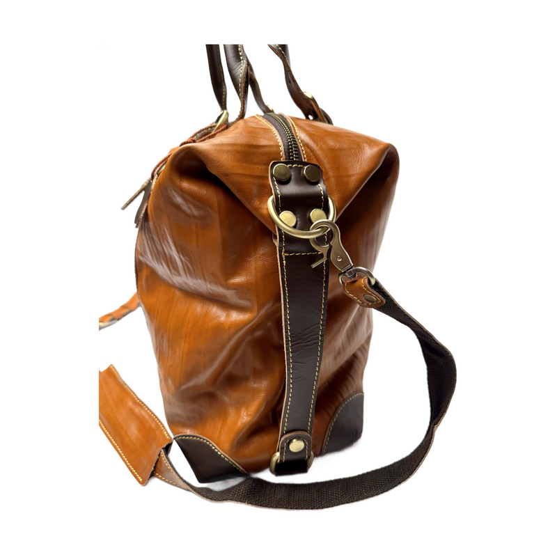 Leather Duffle Bag (Unisex) - Full Grain Leather Travel Bag - Carry On Weekender Overnight Duffel Bag 18 Inch.