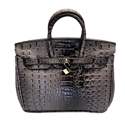 Classic Fashion Tote Handbag in Synthetic PU Leather with Crocodile Pattern