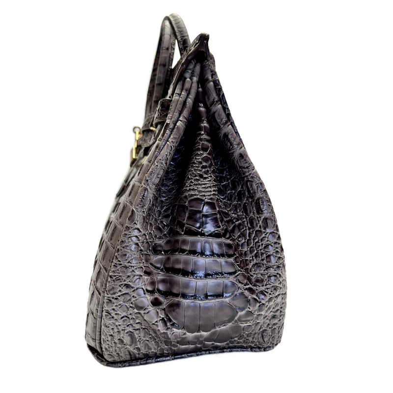 Classic Fashion Tote Handbag in Synthetic PU Leather with Crocodile Pattern