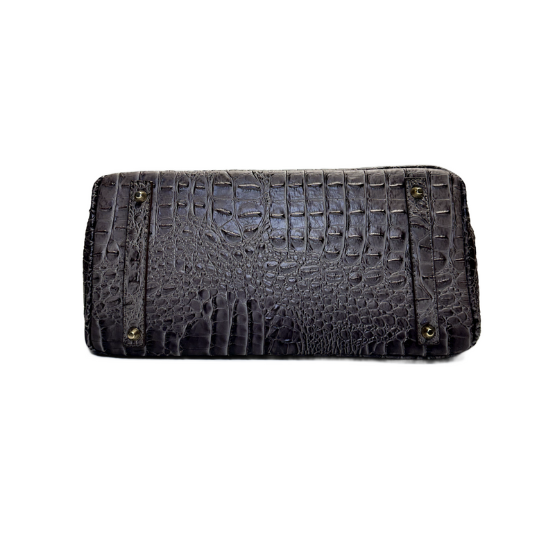 Classic Fashion Tote Handbag in Synthetic PU Leather with Crocodile Pattern