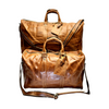 Leather Duffle Bag Set - Full Grain Leather Travel Bag - Cognac