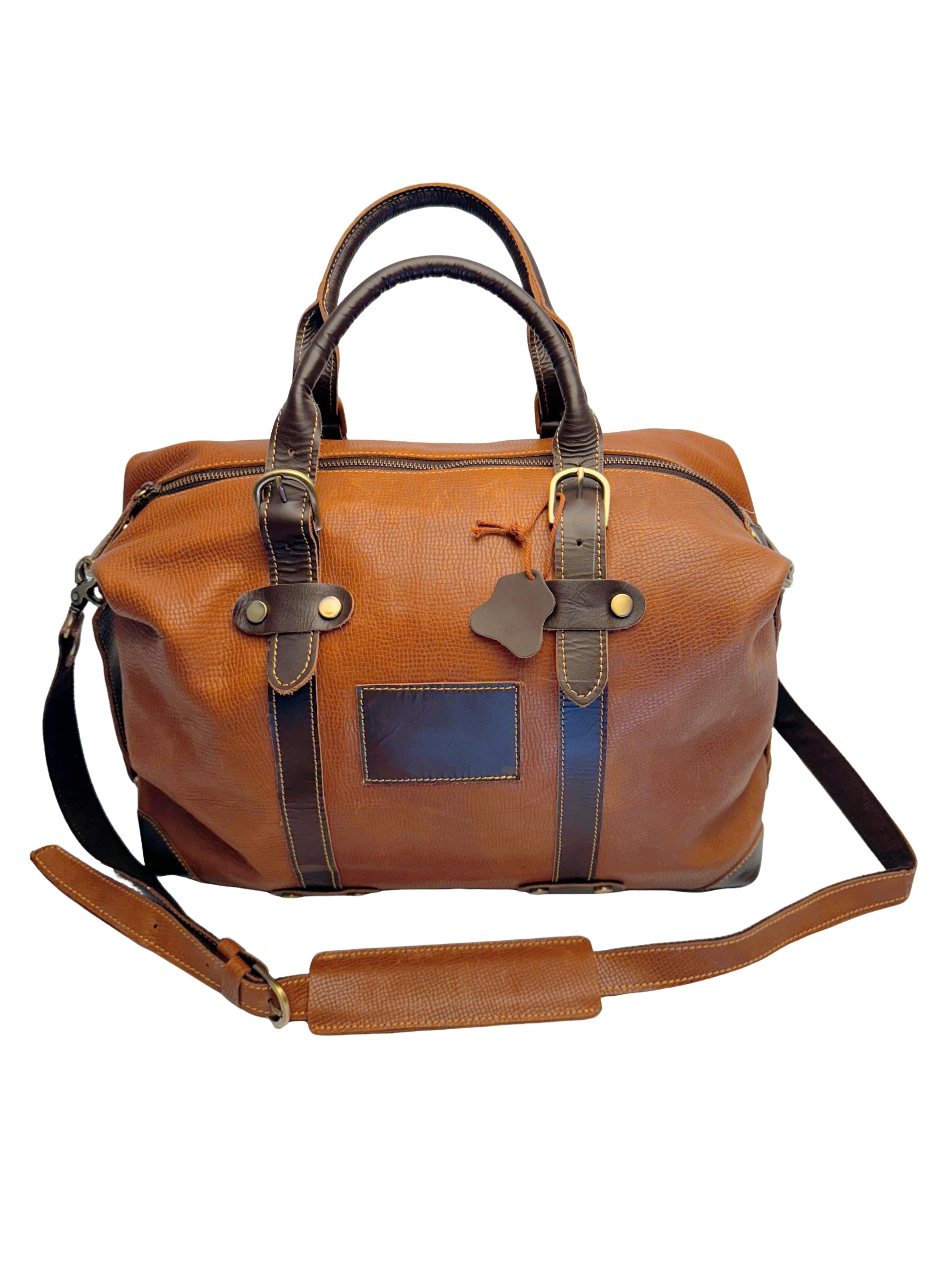 Leather Duffle Bag (Unisex) - Full Grain Leather Travel Bag - Matte Brown