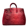 Classic Fashion Tote Handbag in Synthetic PU Leather with Crocodile Pattern
