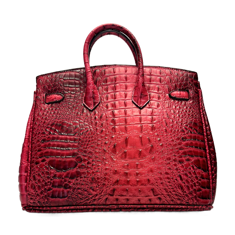 Classic Fashion Tote Handbag in Synthetic PU Leather with Crocodile Pattern
