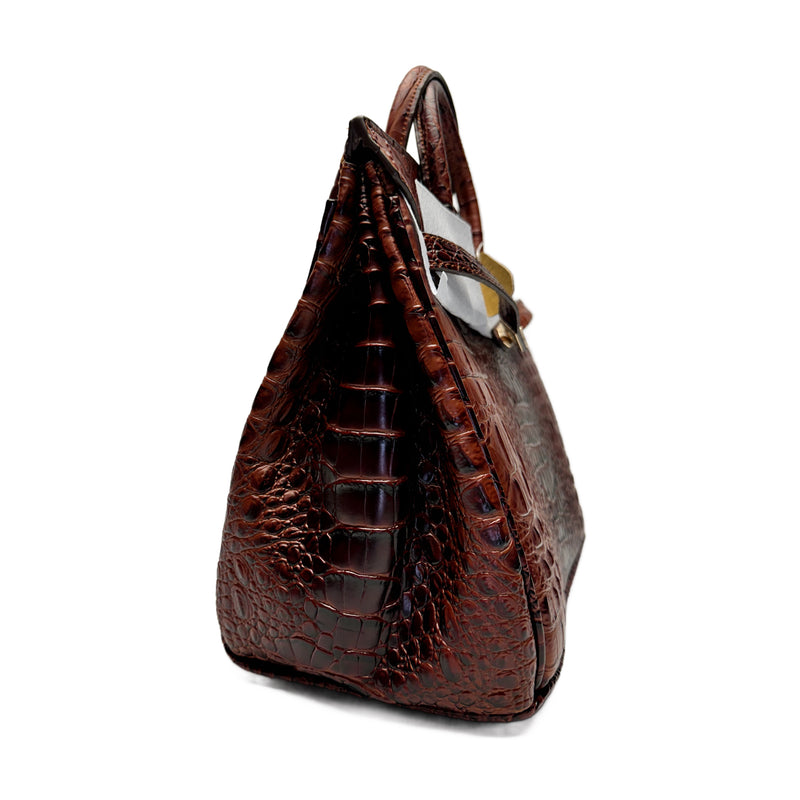 Classic Fashion Tote Handbag in Synthetic PU Leather with Crocodile Pattern