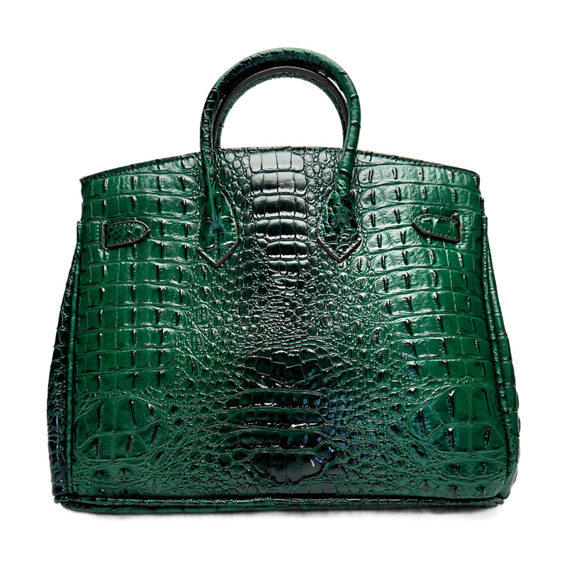 Classic Fashion Tote Handbag in Synthetic PU Leather with Crocodile Pattern