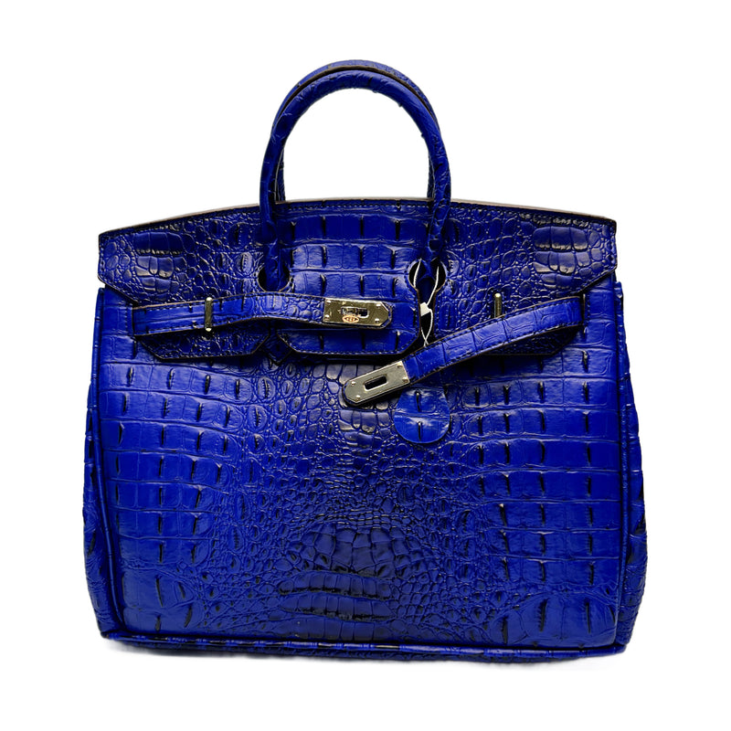 Classic Fashion Tote Handbag in Synthetic PU Leather with Crocodile Pattern