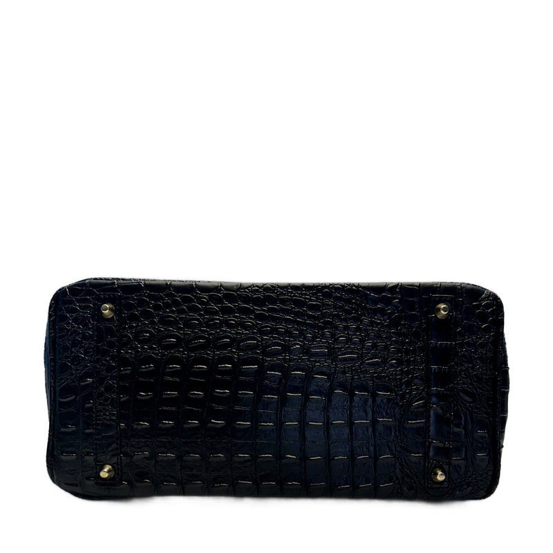 Classic Fashion Tote Handbag in Synthetic PU Leather with Crocodile Pattern