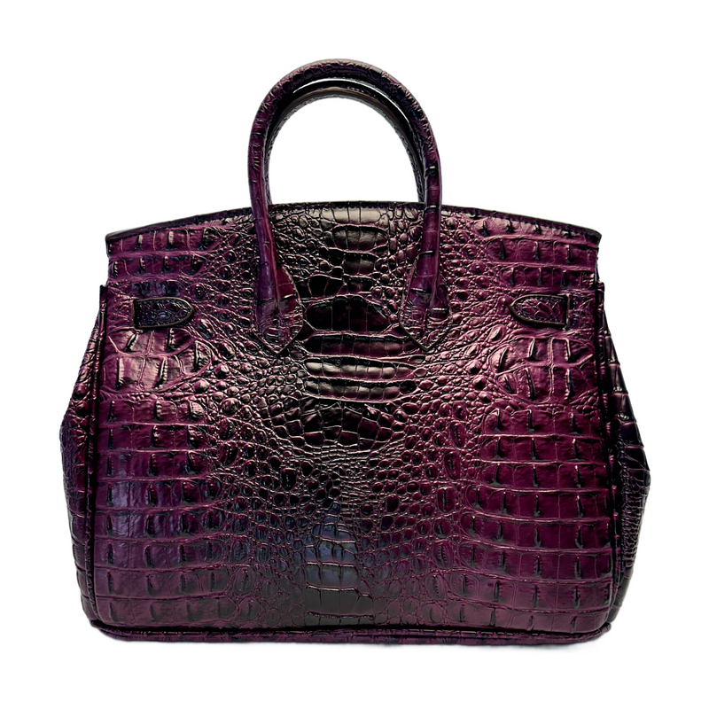 Classic Fashion Tote Handbag in Synthetic PU Leather with Crocodile Pattern