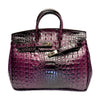 Classic Fashion Tote Handbag in Synthetic PU Leather with Crocodile Pattern