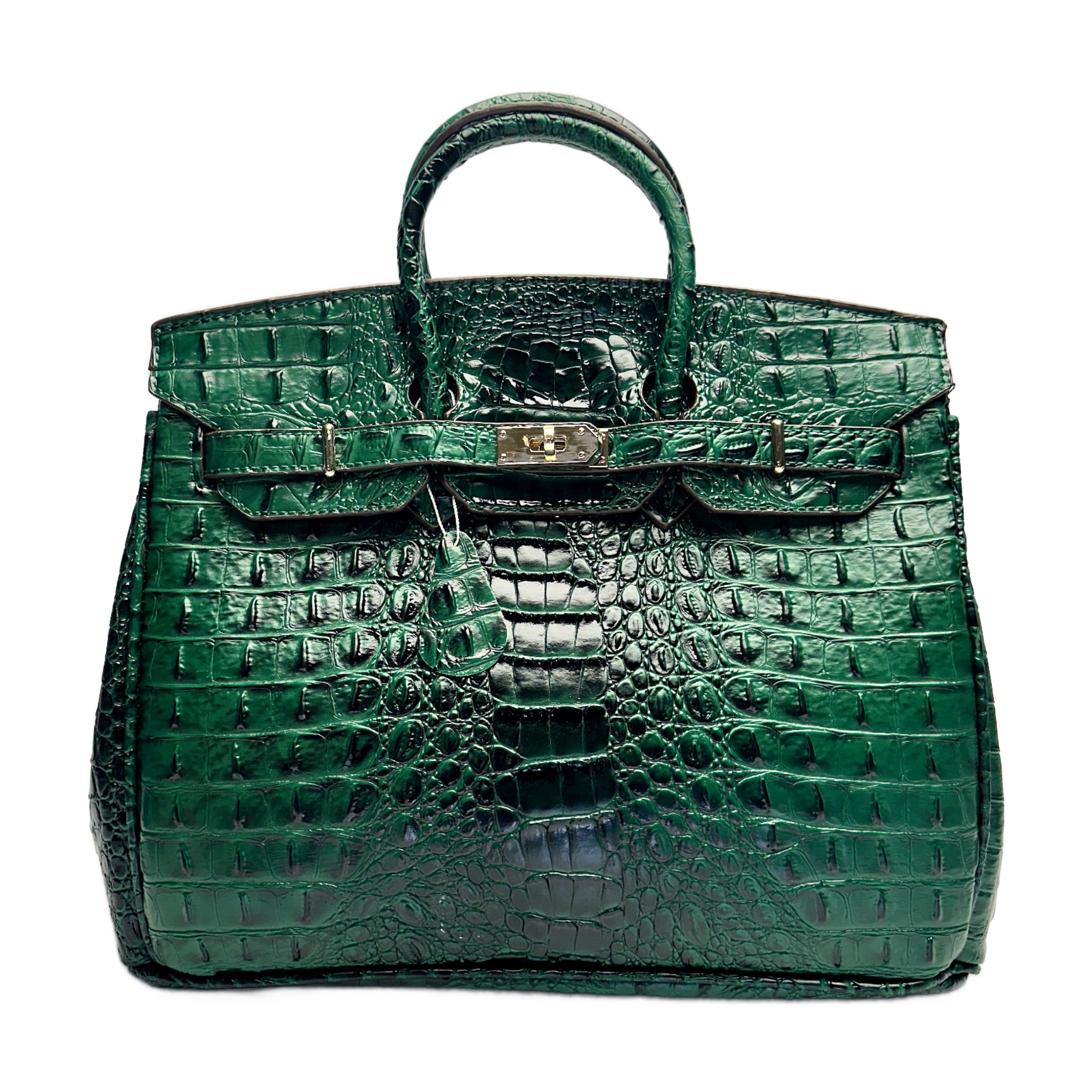 Classic Fashion Tote Handbag in Synthetic PU Leather with Crocodile Pattern