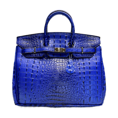 Classic Fashion Tote Handbag in Synthetic PU Leather with Crocodile Pattern