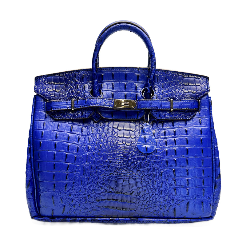 Classic Fashion Tote Handbag in Synthetic PU Leather with Crocodile Pattern
