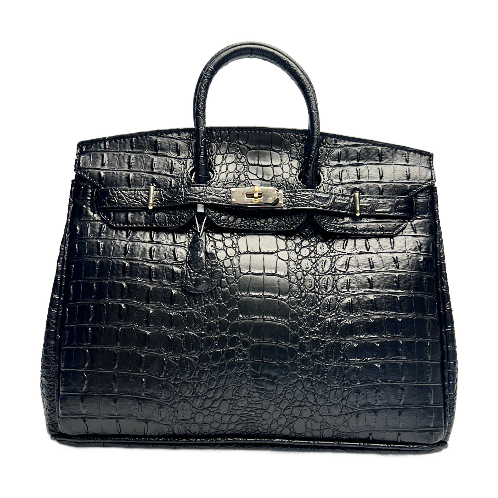 Classic Fashion Tote Handbag in Synthetic PU Leather with Crocodile Pattern
