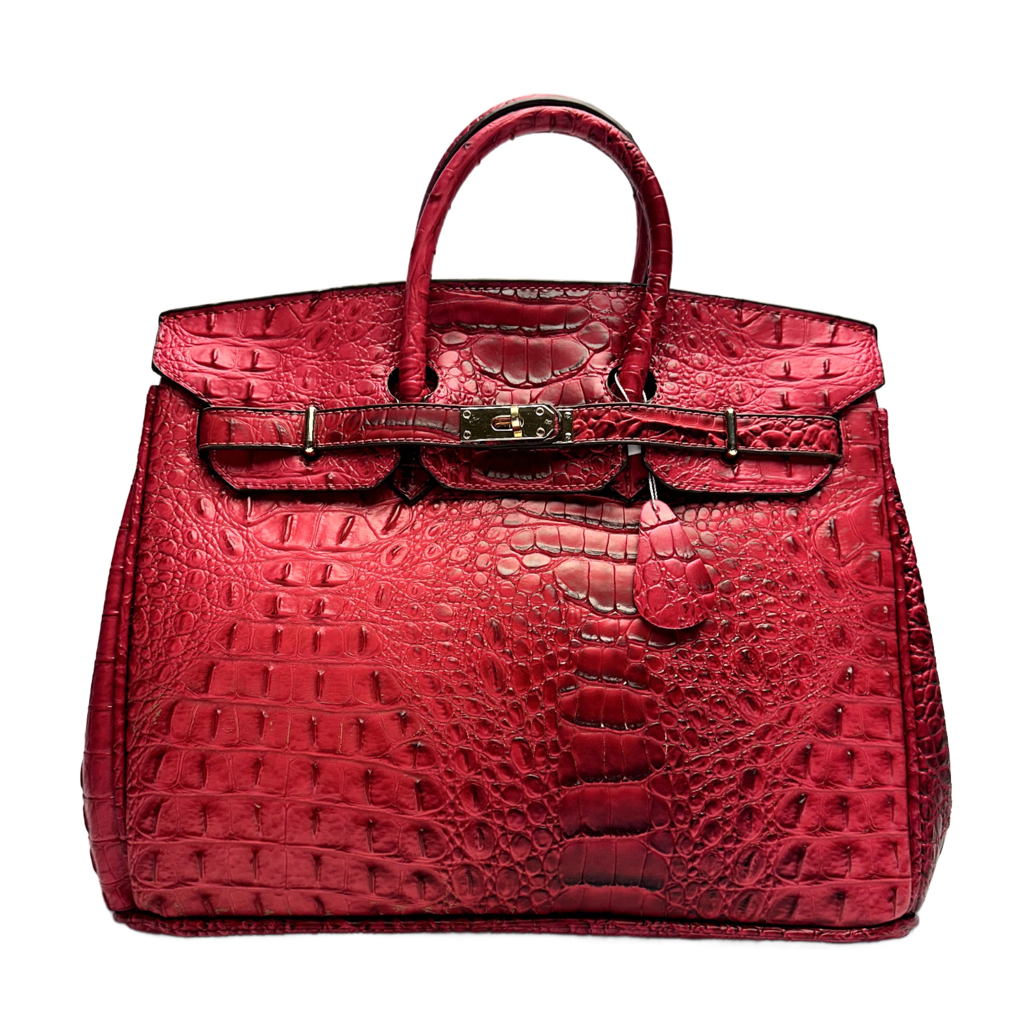 Classic Fashion Tote Handbag in Synthetic PU Leather with Crocodile Pattern